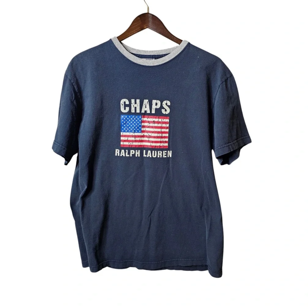 Vintage Chaps Ralph Lauren Graphic Retro Short Sleeve Tee Shirt Men’s Medium - Picture 2 of 5